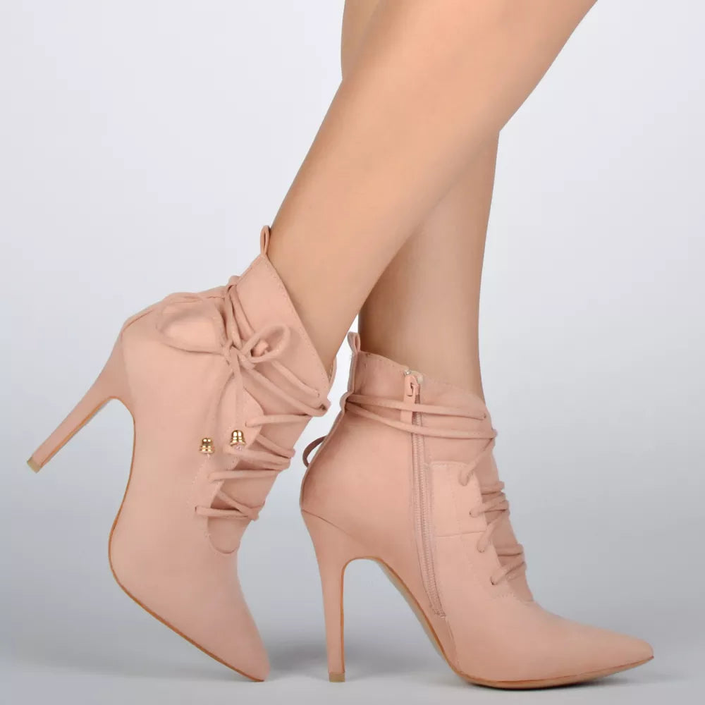 Pointed Toe Cross-Tied Bottines