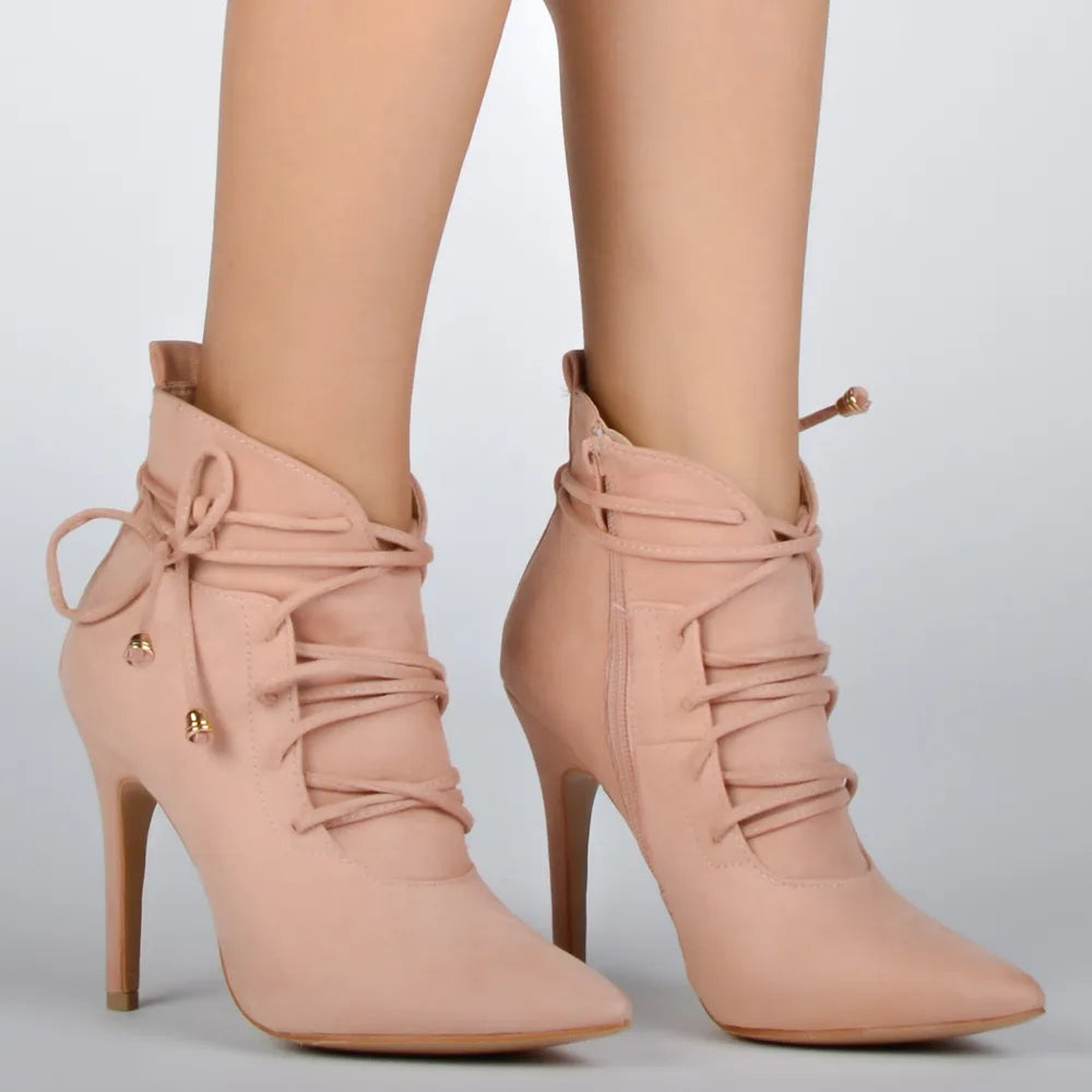 Pointed Toe Cross-Tied Bottines