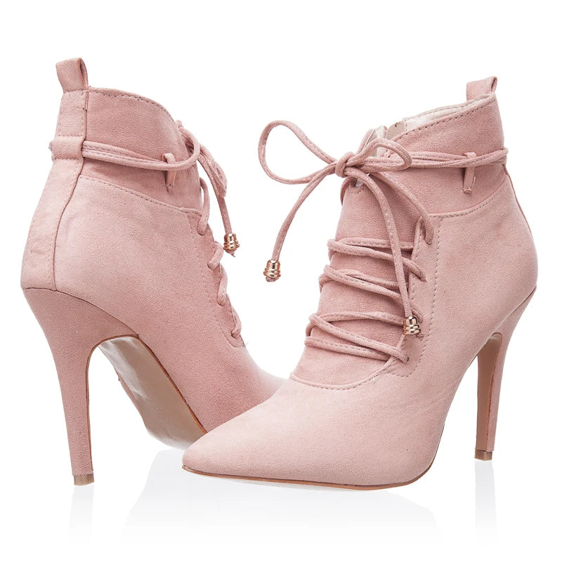 Pointed Toe Cross-Tied Bottines