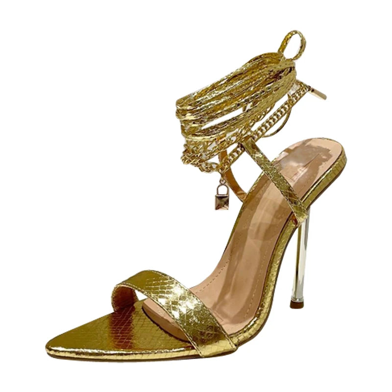 Chain Ankle Strap Stiletto Sandal