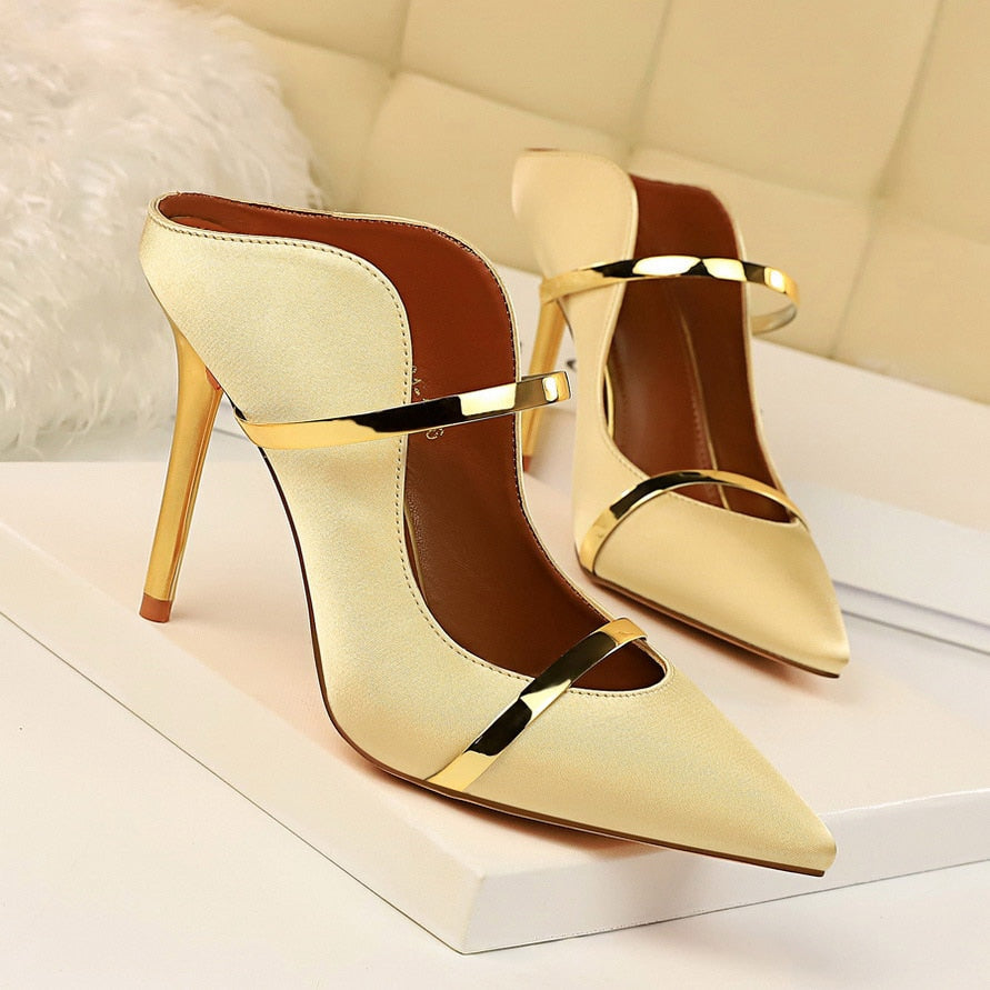 Gorgeous Pointed Toe Silk Mules