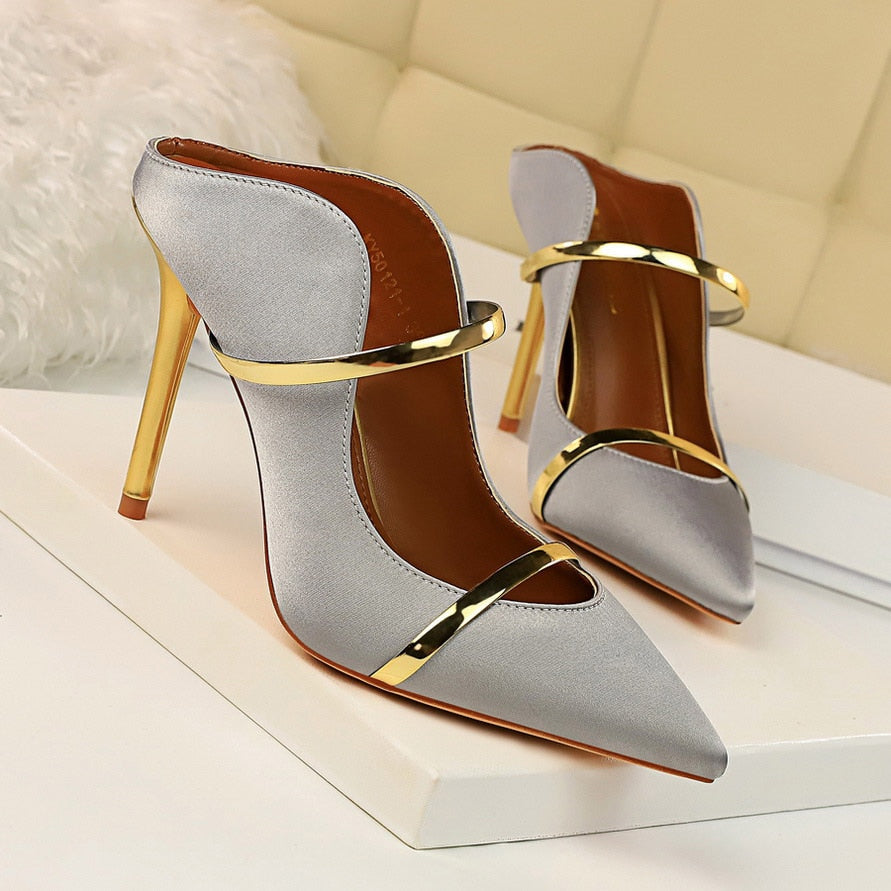 Gorgeous Pointed Toe Silk Mules