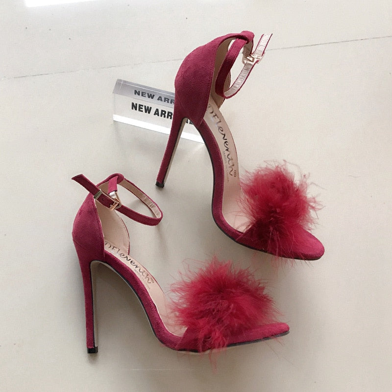 Delicate Feather Stiletto High Heels