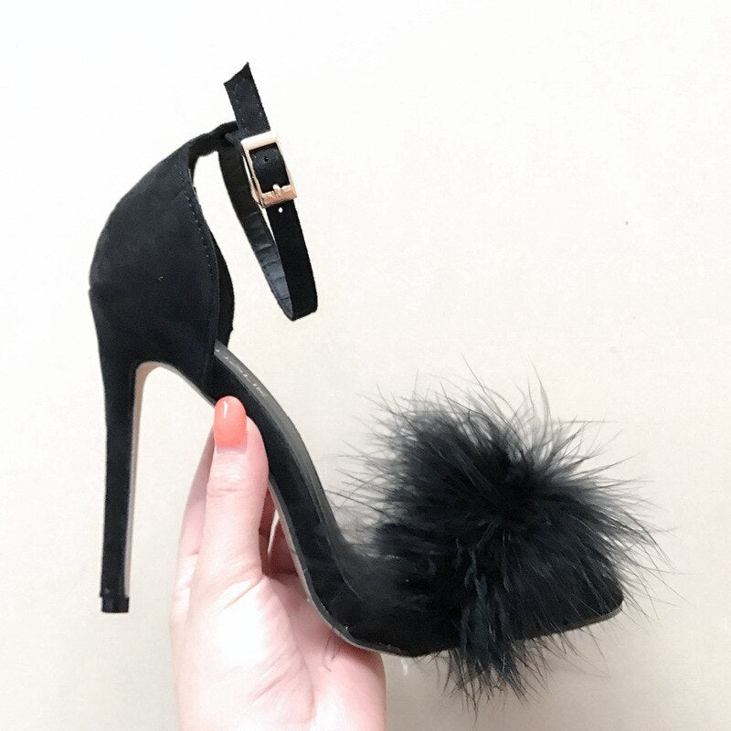 Delicate Feather Stiletto High Heels