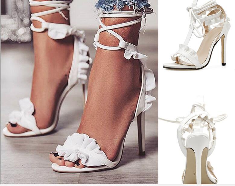 Sexy Floral Lace Up Stilettos