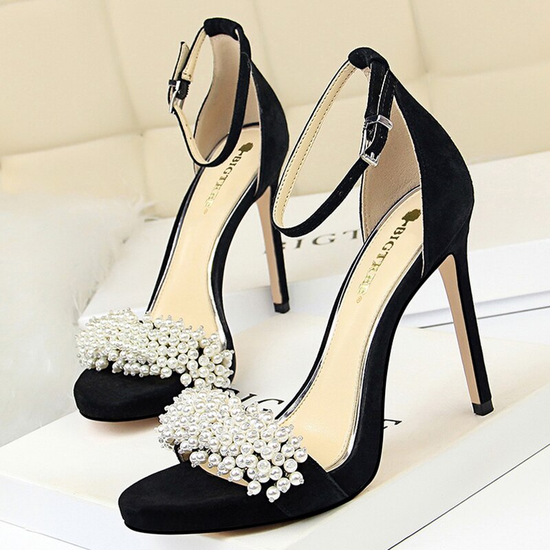 Rhinestones Pearl Suede Stilettos