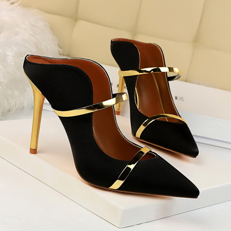 Gorgeous Pointed Toe Silk Mules