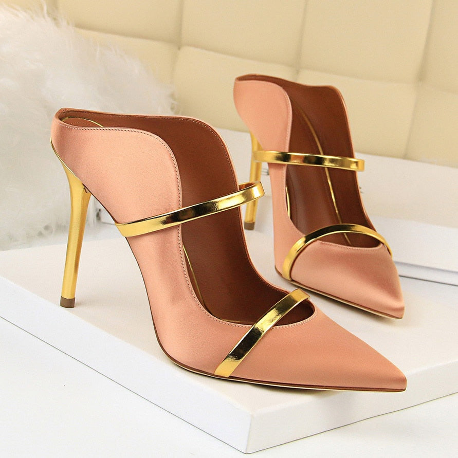 Gorgeous Pointed Toe Silk Mules