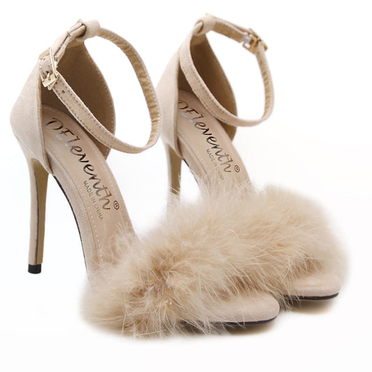 Delicate Feather Stiletto High Heels