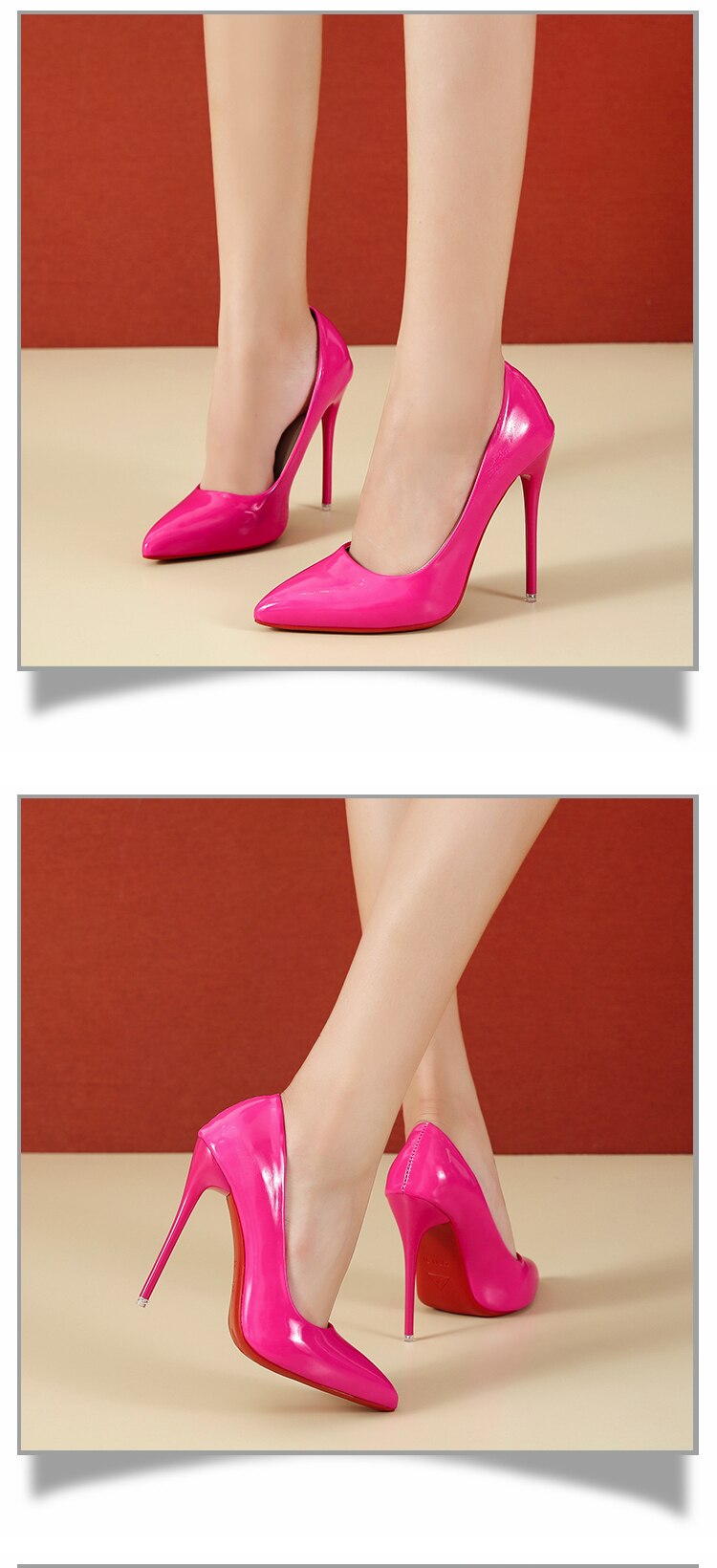 Pointed Toe, Red Sole Stiletto Pumps 12cm