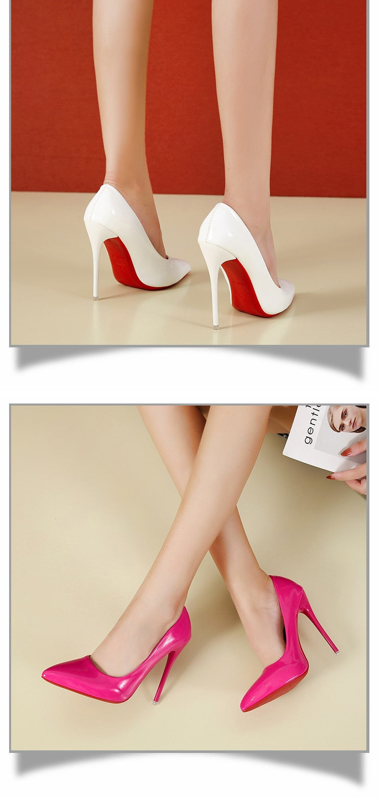 Pointed Toe, Red Sole Stiletto Pumps 12cm