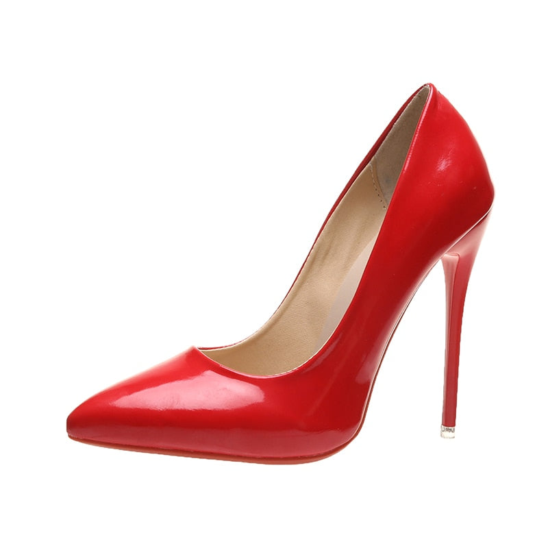 Pointed Toe, Red Sole Stiletto Pumps 12cm