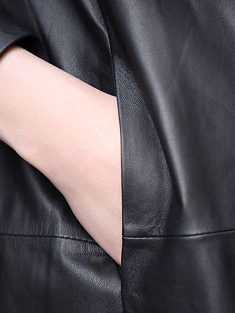 Long Soft Faux Leather Coat