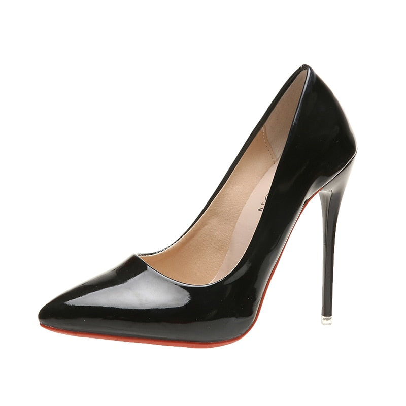 Pointed Toe, Red Sole Stiletto Pumps 12cm