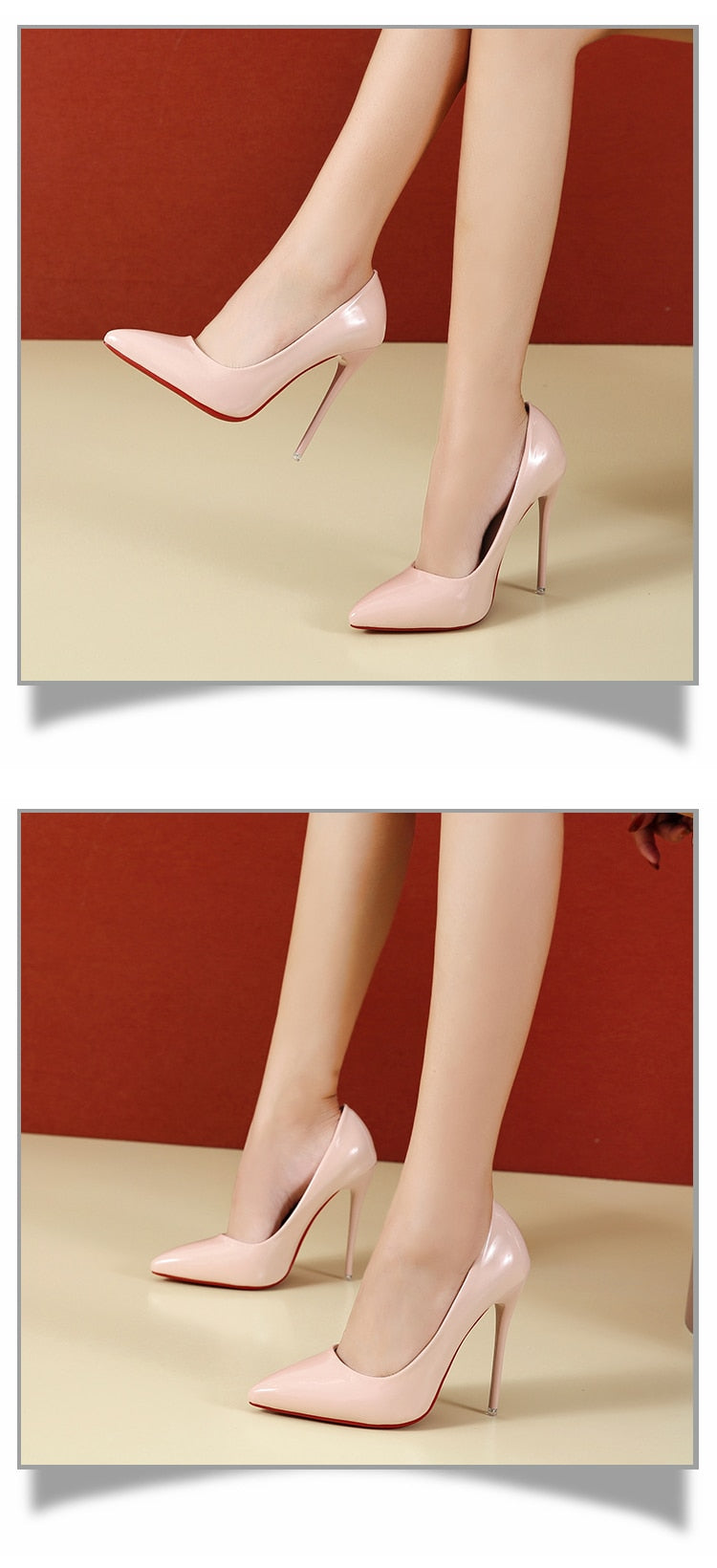 Pointed Toe, Red Sole Stiletto Pumps 12cm