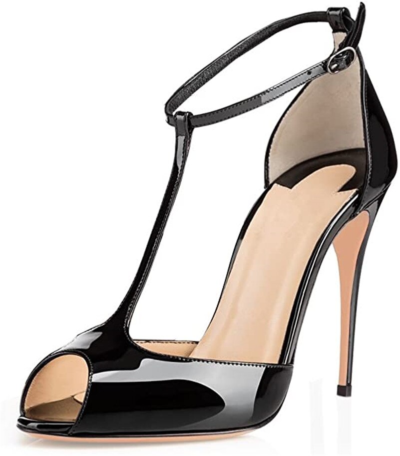 Peep-Toe T-Strap Stiletto