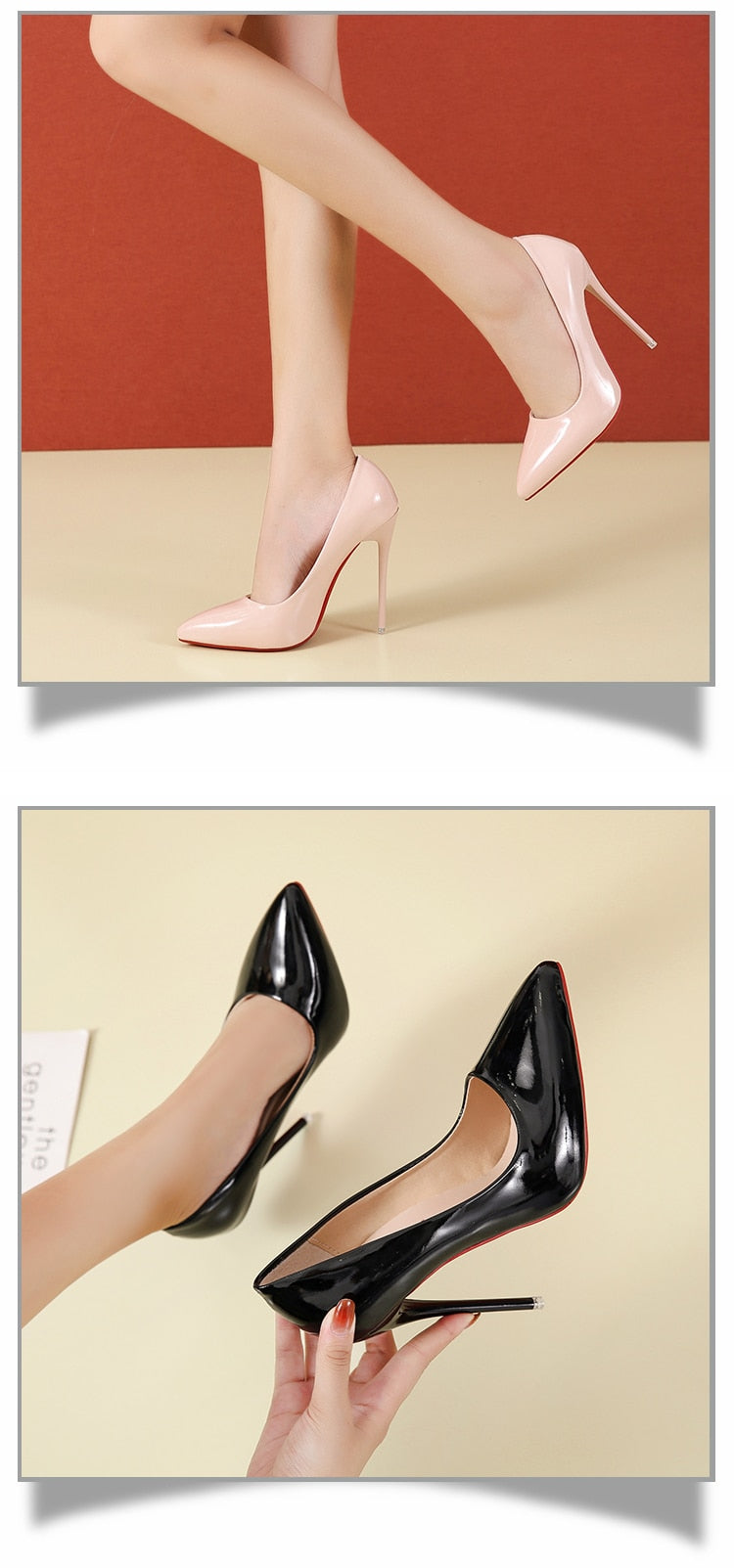 Pointed Toe, Red Sole Stiletto Pumps 12cm