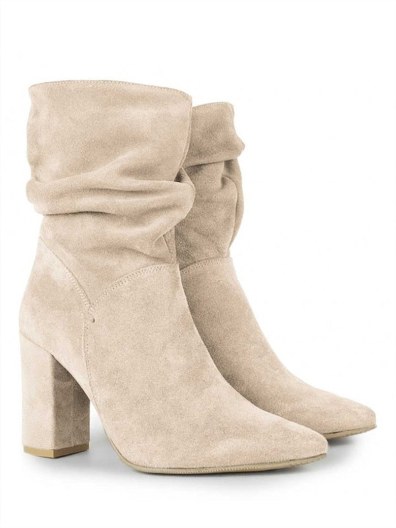 Mid-Calf Luxury Faux Suede Boots