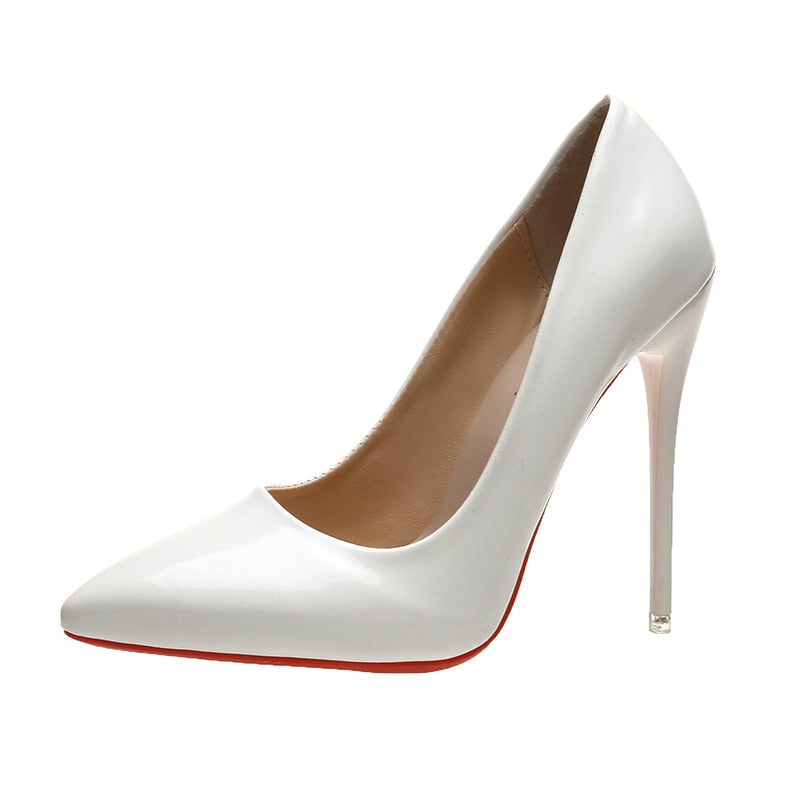 Pointed Toe, Red Sole Stiletto Pumps 12cm