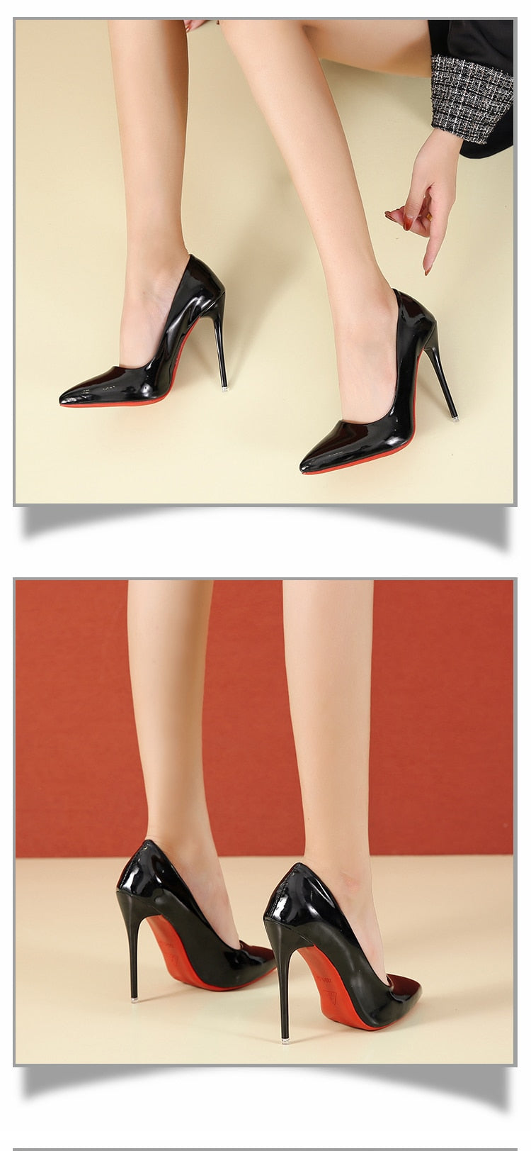 Pointed Toe, Red Sole Stiletto Pumps 12cm