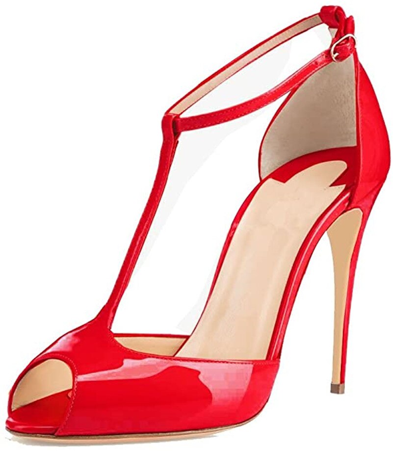 Peep-Toe T-Strap Stiletto