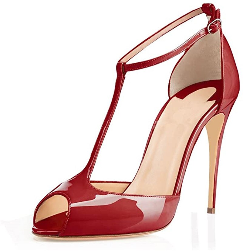 Peep-Toe T-Strap Stiletto