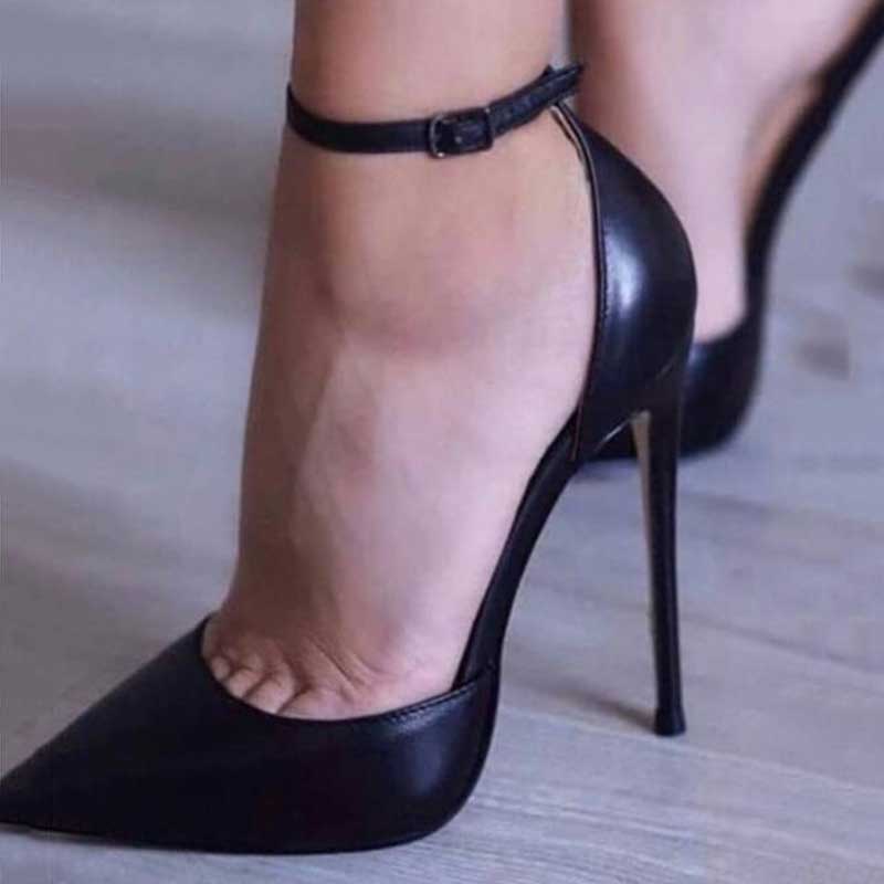 Patent Leather Ankle Strap Stiletto Pumps