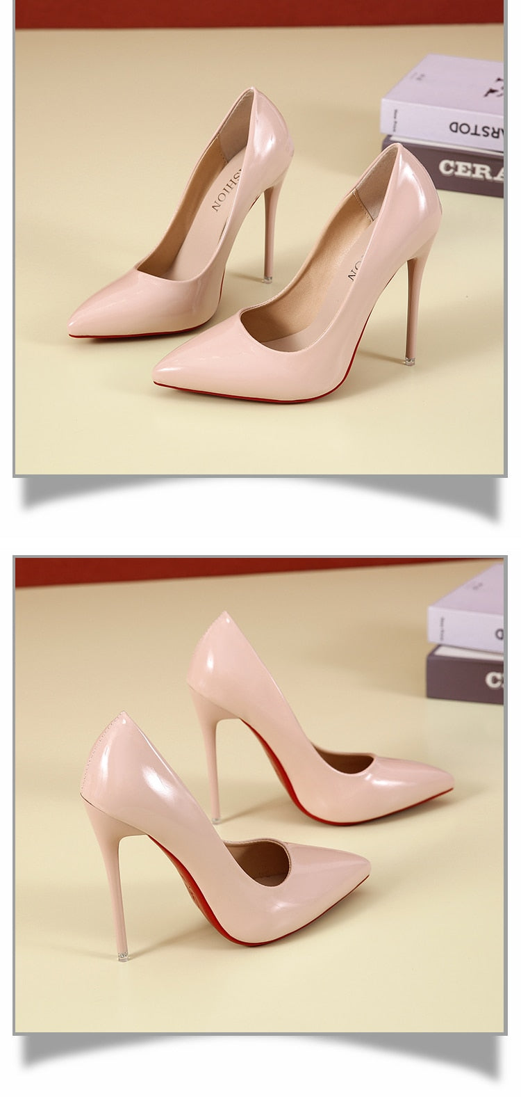 Pointed Toe, Red Sole Stiletto Pumps 12cm