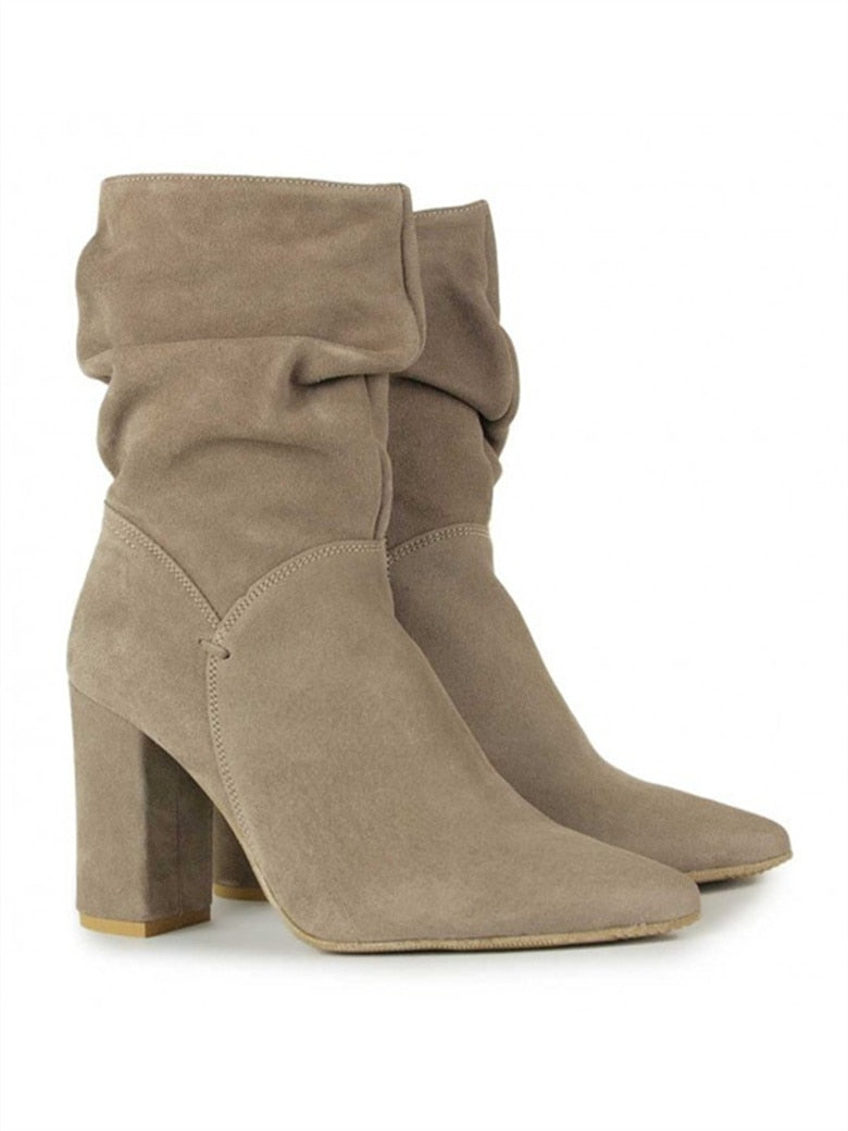 Mid-Calf Luxury Faux Suede Boots