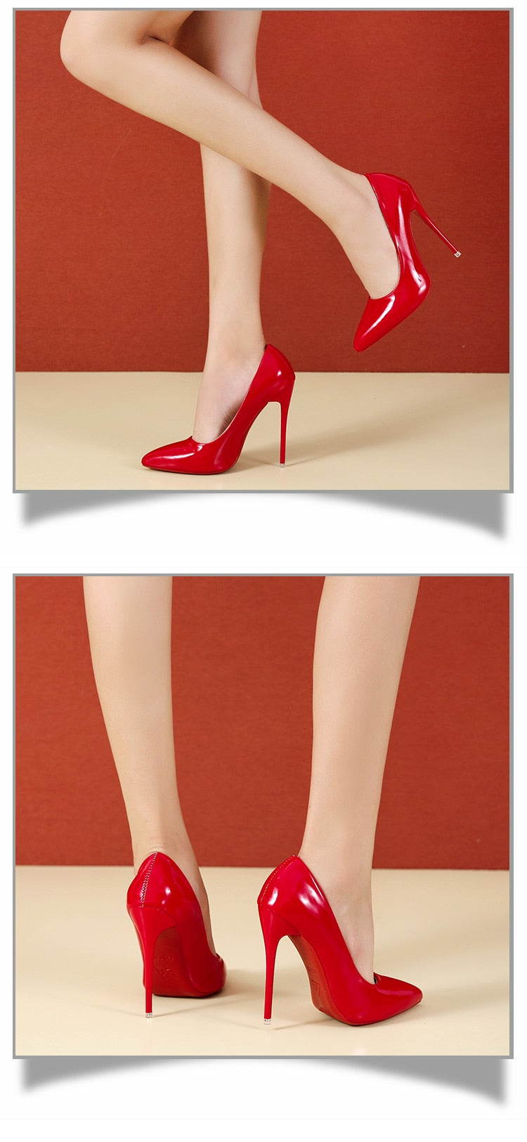 Pointed Toe, Red Sole Stiletto Pumps 12cm