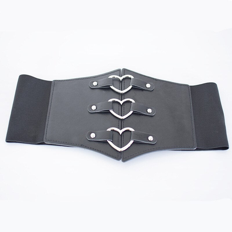 Black Pu Leather Wide Corset Belt