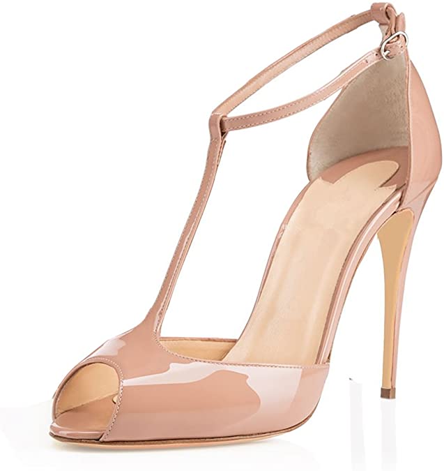 Peep-Toe T-Strap Stiletto