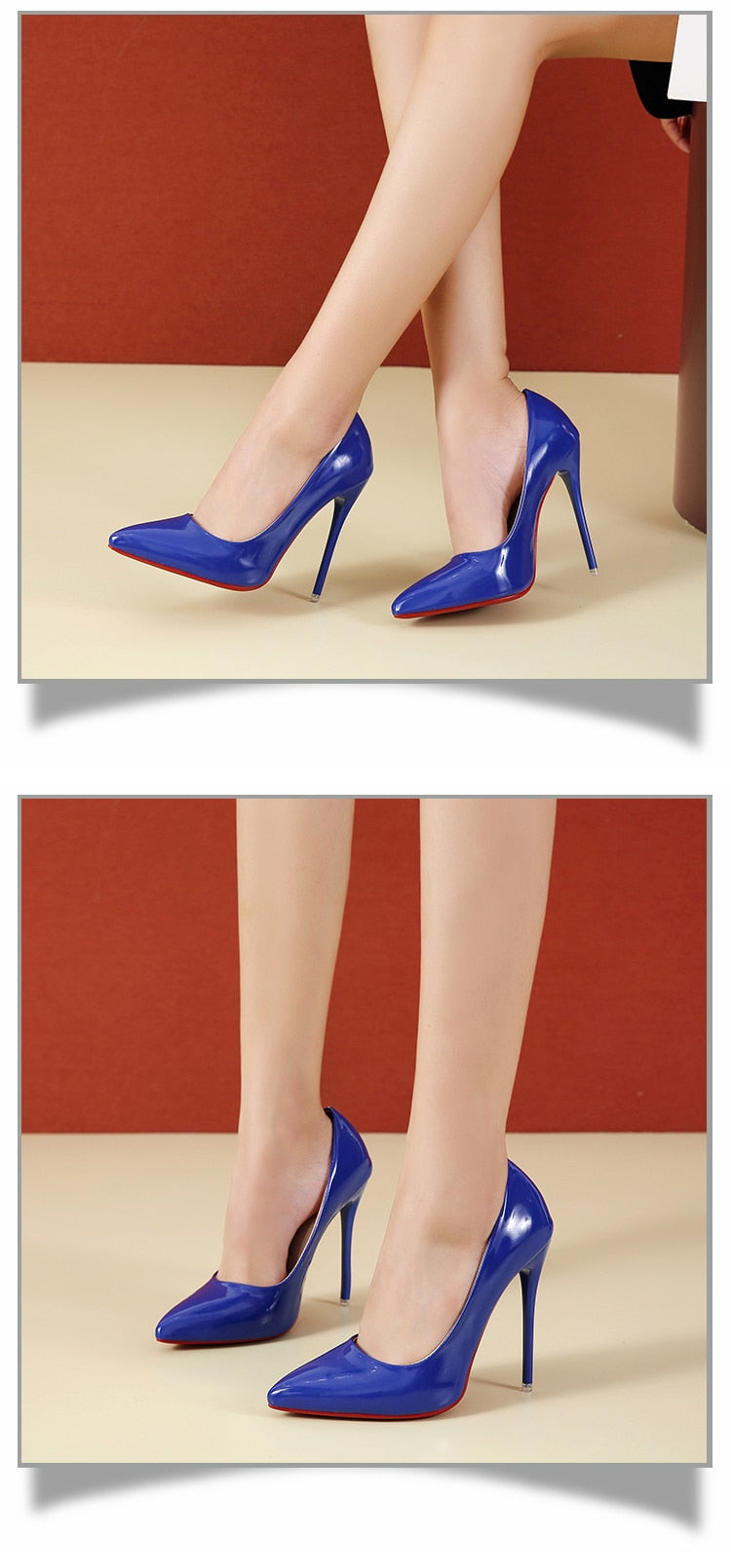 Pointed Toe, Red Sole Stiletto Pumps 12cm