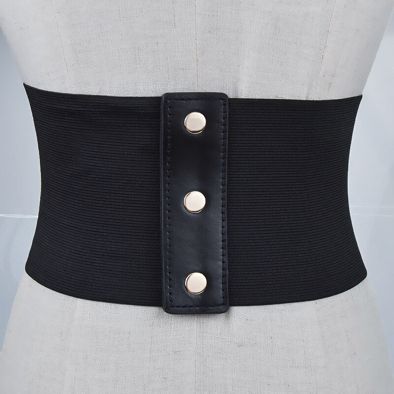 Black Pu Leather Wide Corset Belt