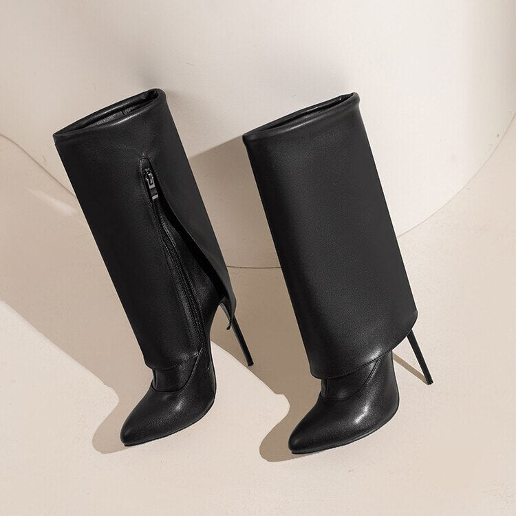 Mid-Calf Hoof Heel Boots