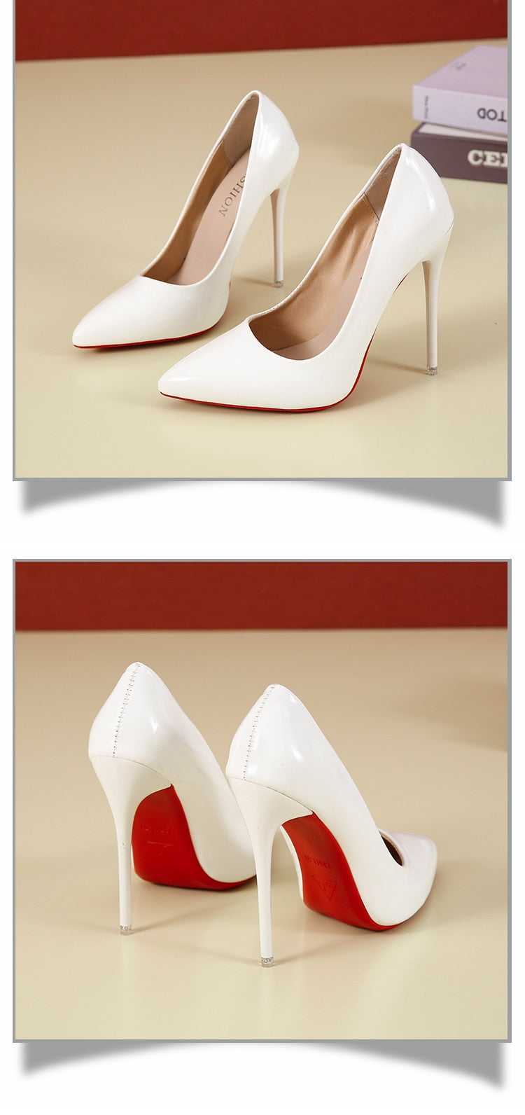 Pointed Toe, Red Sole Stiletto Pumps 12cm