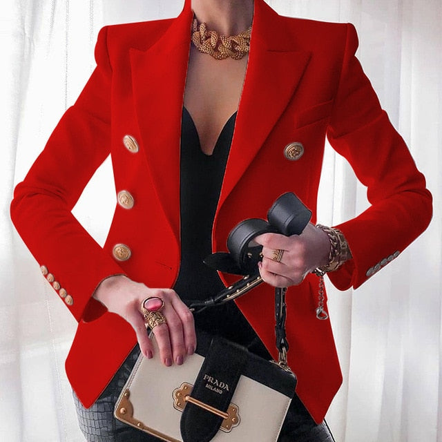 Fashion Solid Button Suit Jacket