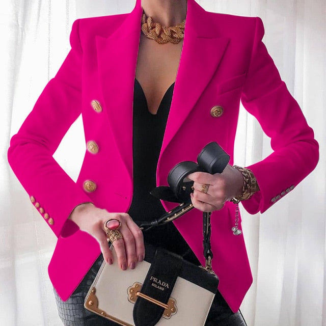 Fashion Solid Button Suit Jacket