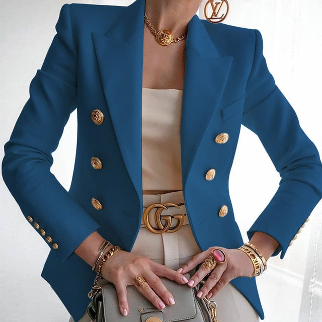 Fashion Solid Button Suit Jacket