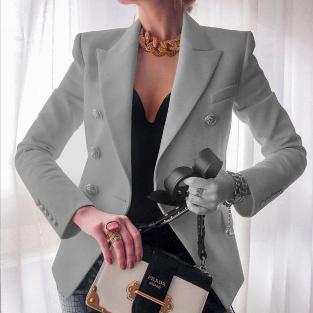 Fashion Solid Button Suit Jacket