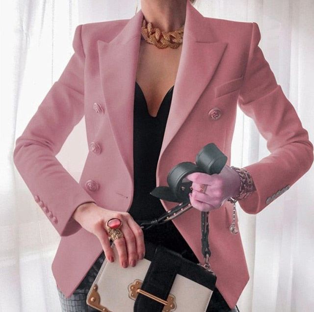 Fashion Solid Button Suit Jacket