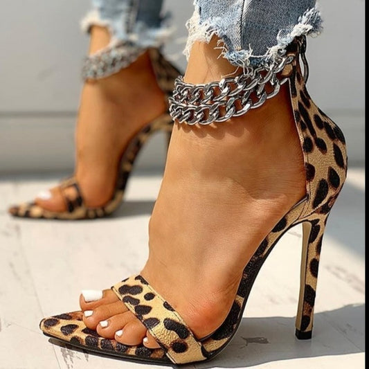 Sexy Pointed Toe Chain Fluorescent Sandals Women Design Thin High Heel Ladies Shoes Stiletto High Heels Women Pumps Shoes 36-43