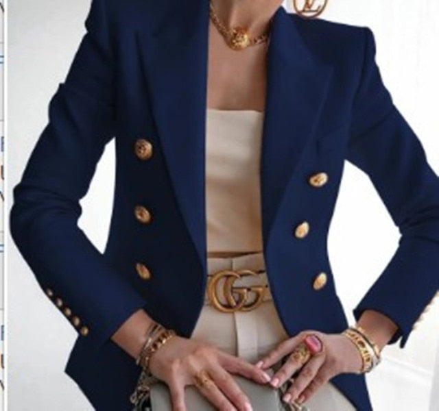 Fashion Solid Button Suit Jacket