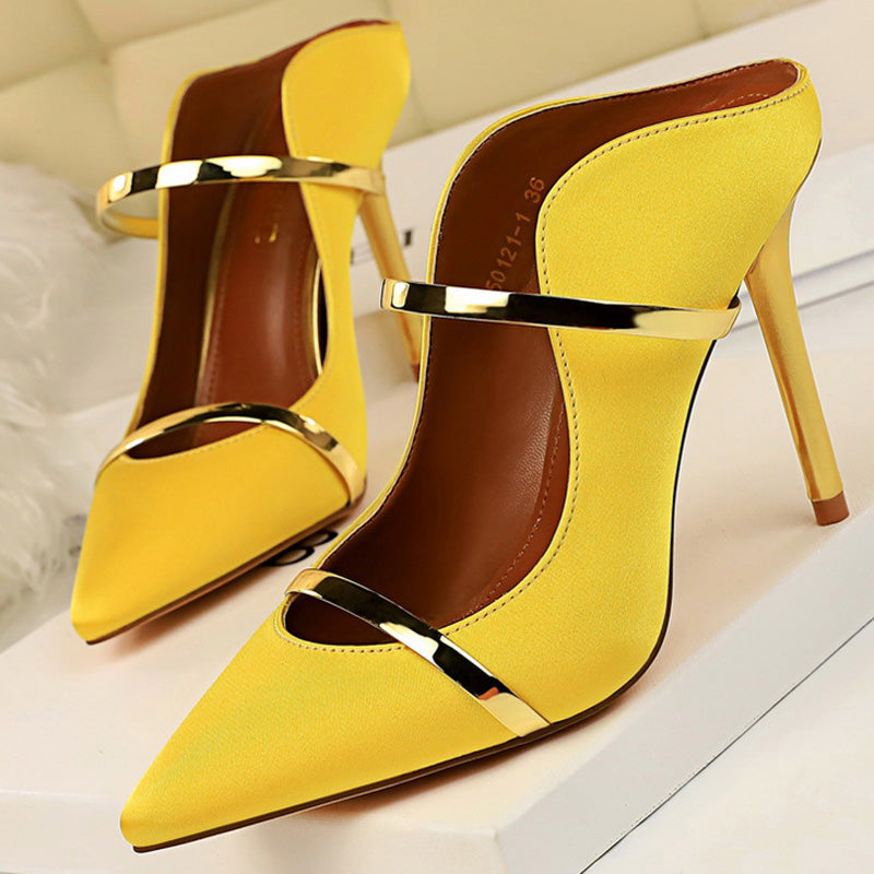 Gorgeous Pointed Toe Silk Mules