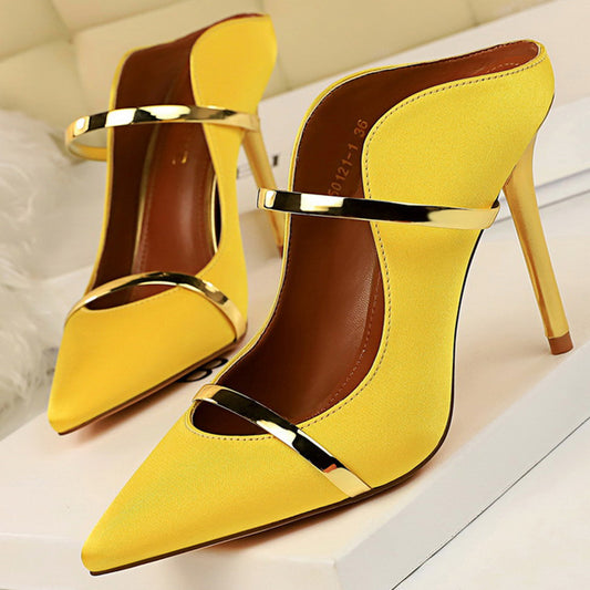 Gorgeous Pointed Toe Silk Mules