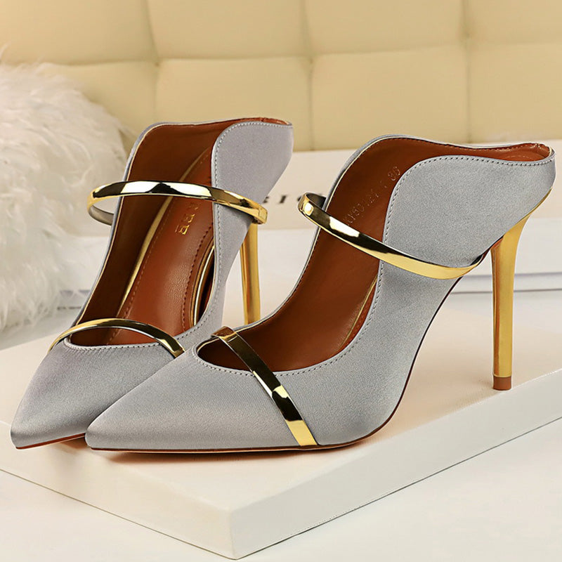 Gorgeous Pointed Toe Silk Mules