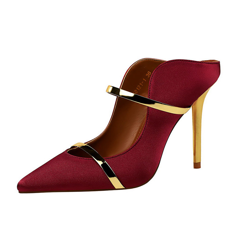 Gorgeous Pointed Toe Silk Mules