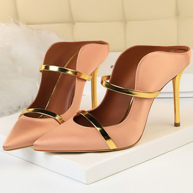 Gorgeous Pointed Toe Silk Mules