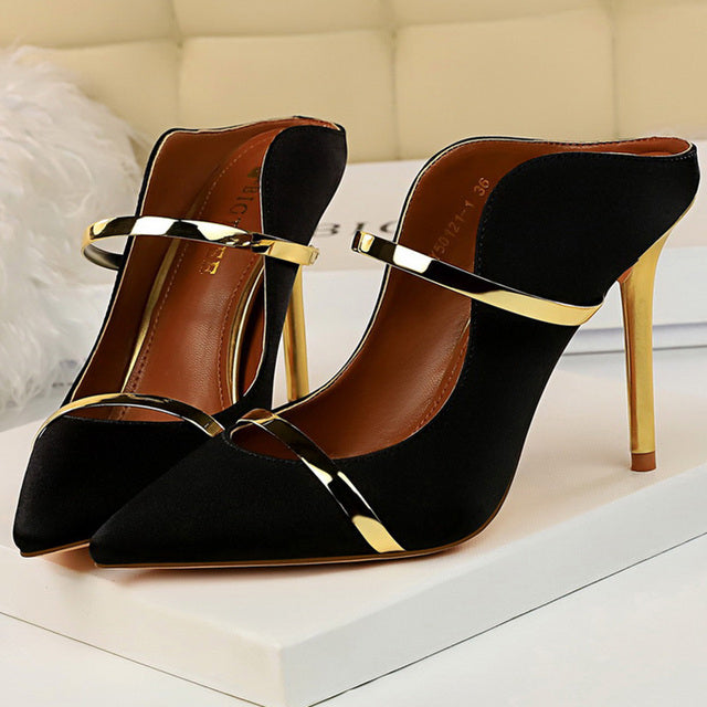 Gorgeous Pointed Toe Silk Mules