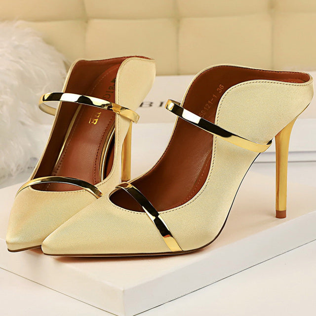 Gorgeous Pointed Toe Silk Mules